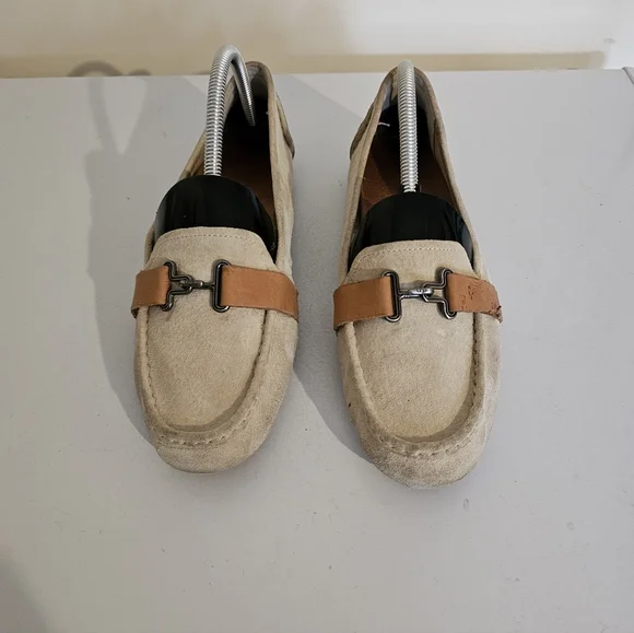 Ugg Beige Suede Loafers with Tan Strap - Picture 4 of 8